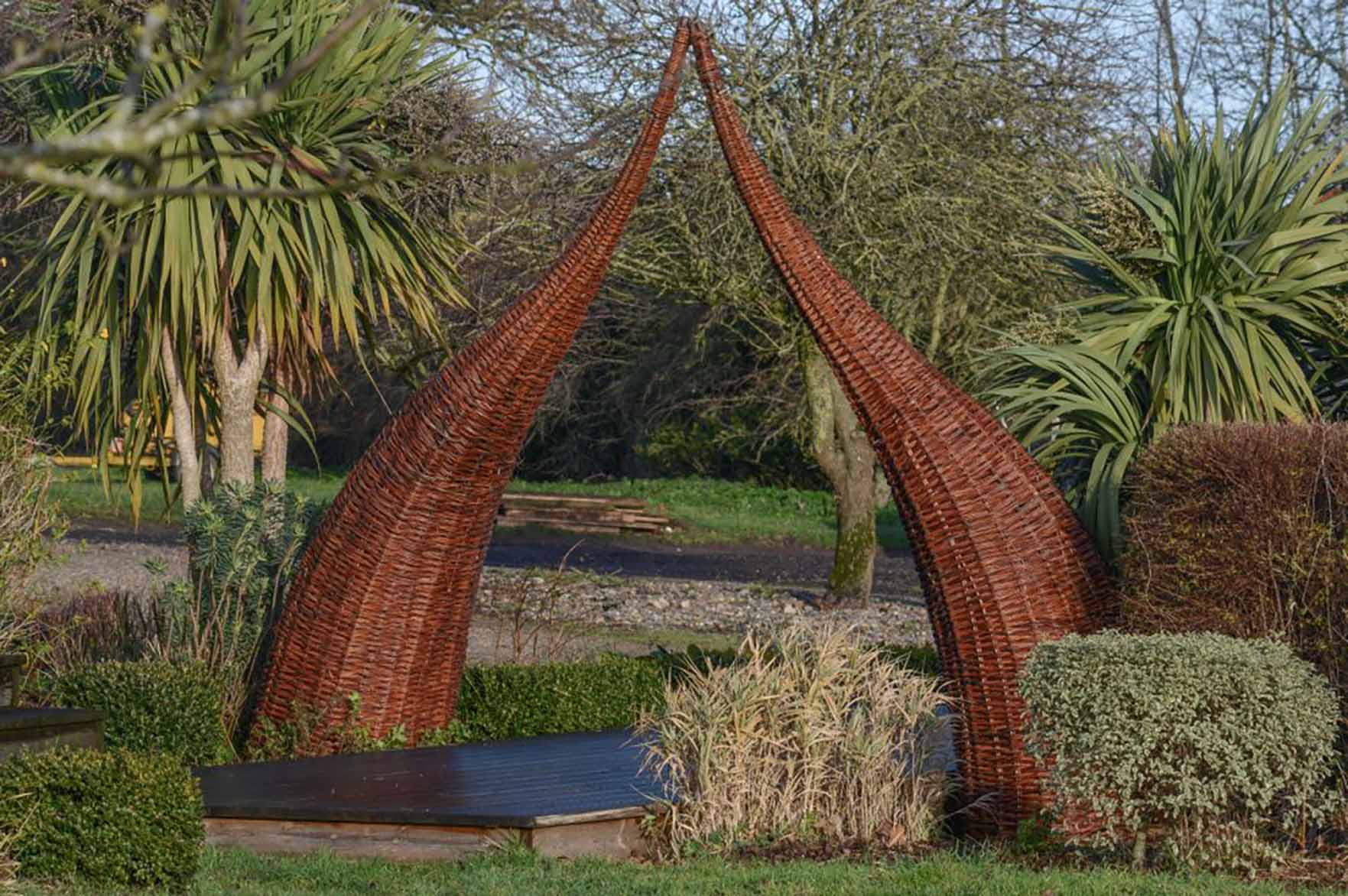 bespoke Willow sculpture in Norfolk garden